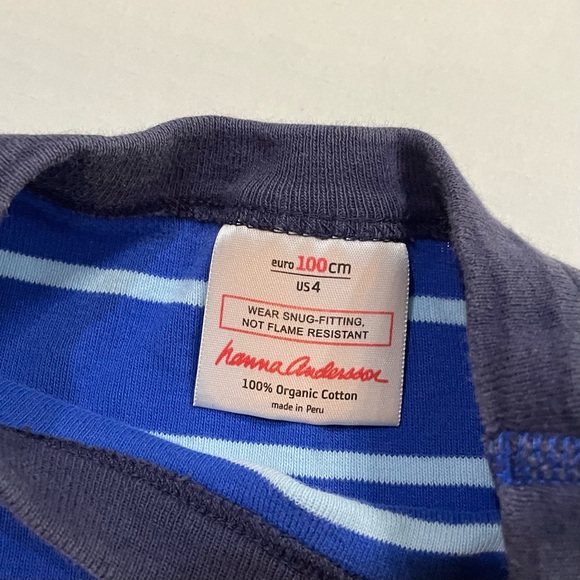 Hanna Andersson Blue Stripe Gnome Long Pajamas 2-Piece Set Size Kids 100 cm US 4 - Picture 6 of 6